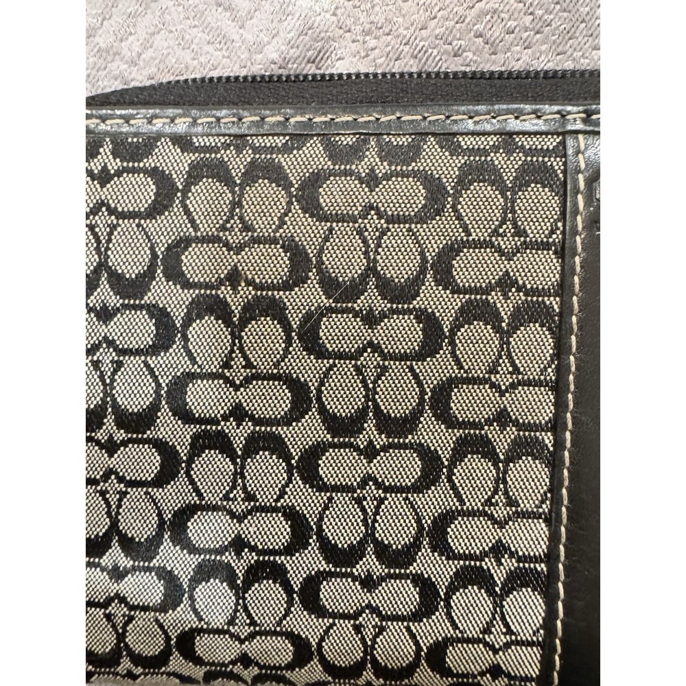 Coach Leather Wallet Black with C Logo Zip Around Multi Pocket In Black - Picture 3 of 11